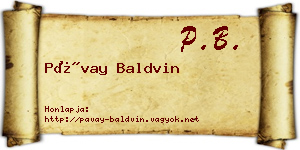 Pávay Baldvin névjegykártya